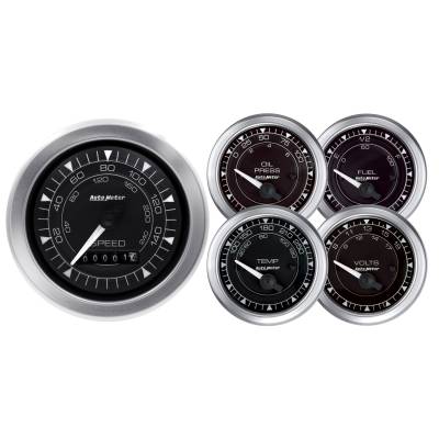 AutoMeter - AutoMeter 8100 Chrono Electric Speedometer Gauge Kit 5Pc 3-3/8" & 2-1/16"