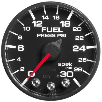 AutoMeter - AutoMeter P316328 Spek-Pro Fuel Pressure Gauge 30PSI 2-1/16" Motor Black/Blk
