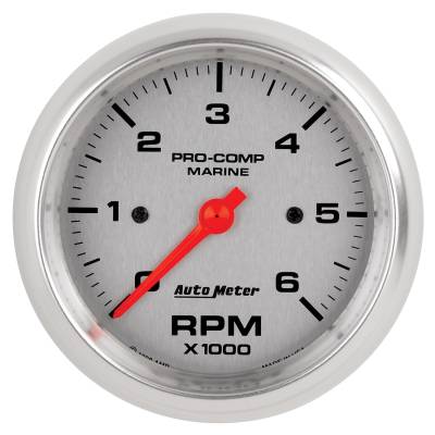 AutoMeter - AutoMeter 200752-33 Marine Tachometer Silver 0-6000RPM 3-3/8"
