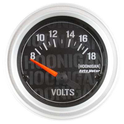 AutoMeter - AutoMeter 4391-09000 Hoonigan Air Core Electric Voltmeter Gauge 8-18V 2-1/16"