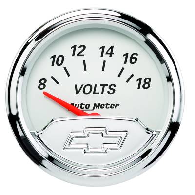 AutoMeter - AutoMeter 1391-00408 Elec Voltmeter Gauge 8-18V 2-1/16" for Chevy Heri Bowtie