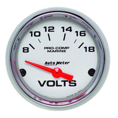 AutoMeter - AutoMeter 200756-35 Air-Core Marine Electric Voltmeter Chrome 8-18V 2-1/16"