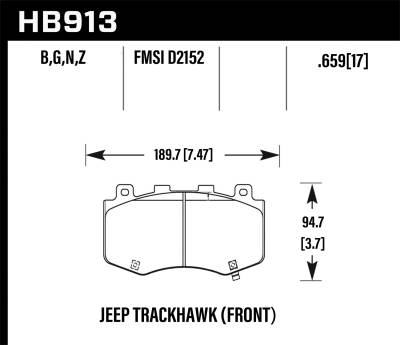 Hawk Performance - Hawk Performance HB913G.659 DTC-60 Disc Brake Pad for Grand Cherokee WK2
