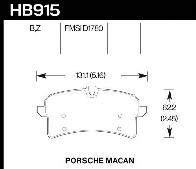 Hawk Performance - Hawk Performance HB915Z.664 Performance Ceramic Disc Brake Pad for 15-18 Macan