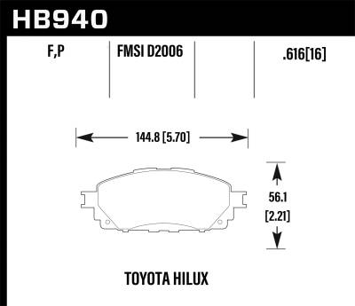 Hawk Performance - Hawk Performance HB940P.616 SuperDuty Disc Brake Pad for 16-17 Hilux