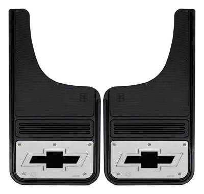 Gatorback - Gatorback 12"x23" Cut-Style Black Mud Flaps Bowtie Logo GB1223CUTBT-B