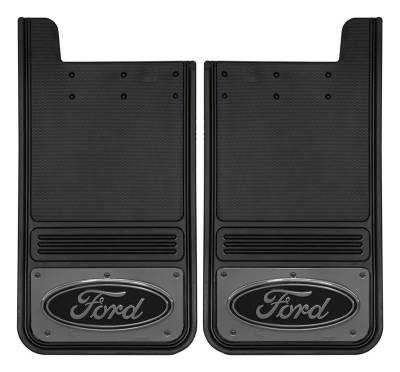 Gatorback - Gatorback 12"x23" Universal Black Mud Flaps Ford Oval Logo GM1223F-B