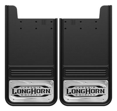 Gatorback - Gatorback 12"x23" Universal Black Mud Flaps for Longhorn Logo GB1223L-2