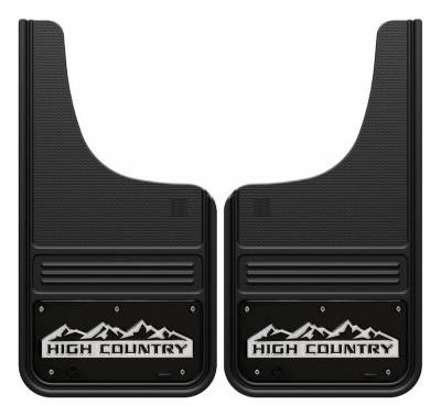 Gatorback - Gatorback 12"x23" Cut-Style Black Mud Flaps High Country Logo GB1223CUTHC-W