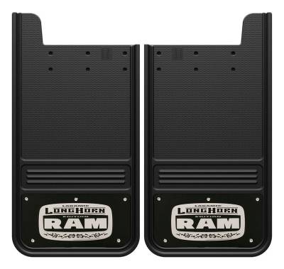 Gatorback - Gatorback 12"x23" Universal Black Mud Flaps for Longhorn Logo GB1223L-W