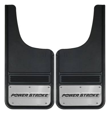 Gatorback - Gatorback 12"x26" Cut-Style Black Mud Flaps Powerstroke Logo GB1226CUTP