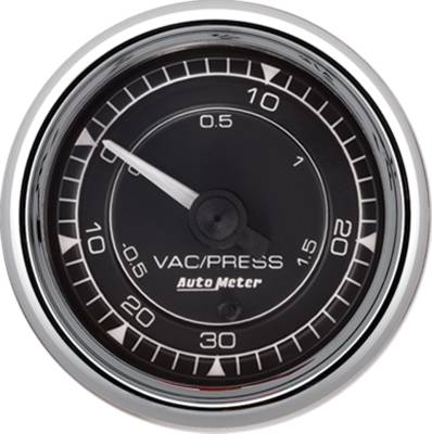 AutoMeter - AutoMeter 9703 Chrono Chrome Boost/Vacuum Gauge 30" HG/30PSI 2-1/16"