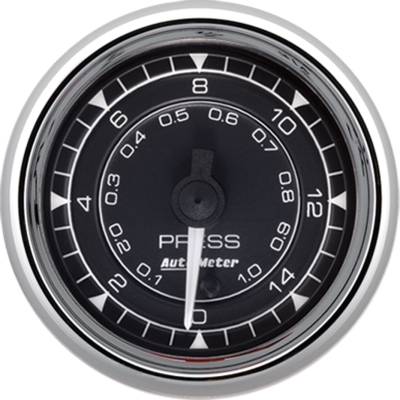 AutoMeter - AutoMeter 9762 Chrono Chrome Fuel Pressure Gauge 15PSI 2-1/16" Stepper Motor