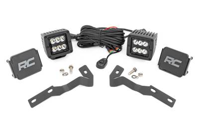 Rough Country Suspension Systems - Rough Country 71080 A-Pillar 2" LED Ditch Light Kit-Spot for 16-23 Toyota Tacoma