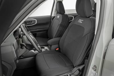 Rough Country Suspension Systems - Rough Country Front/Rear Seat Covers Black 21-25 Ford Bronco Sport 91047