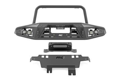 Rough Country Suspension Systems - Rough Country 51205 HD Tubular Front Winch Bumper Black for 21-26 Bronco 4WD