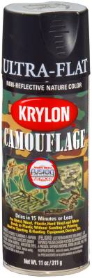 Krylon - Krylon 4290 Camouflage Paint w/Fusion for Plastic Technology 12oz Flat Black