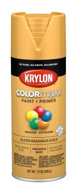 Krylon - Krylon 5504 COLORmaxx Paint + Primer 12oz Gloss Bauhaus Gold