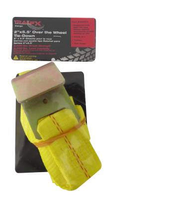 TrailFX - TrailFX A92021Y 5.5x2" Tie Down Strap Yellow 2000lb Load 6000lb Break Strength