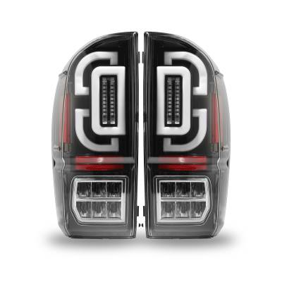 Winjet - Winjet CTRNG0685-GBC-SQ Black/Clear LED Taillights for 16-21 Toyota Tacoma V2