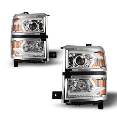 Winjet - Winjet CHWJ-0382C-C Chrome Projector Headlights 14-15 Silverado 1500