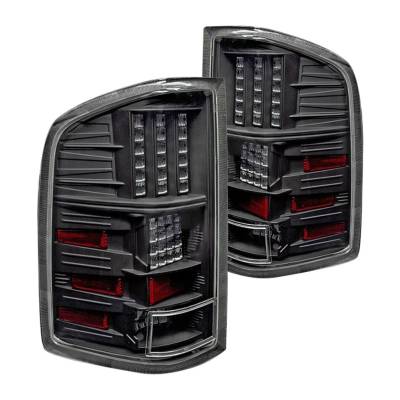 Winjet - Winjet CTWJ-0067-GBC Gloss Black/Clear LED Taillights for 07-13 Chevy Silverado