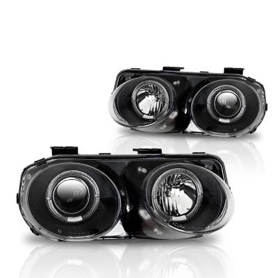 Winjet - Winjet CHWJ-0217-B Black/Clear Halo Projector Headlights for 98-01 Acura Integra