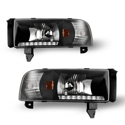 Winjet - Winjet CHWJ-0306-B Black/Clear LED DRL Headlights for Dodge Ram1500/2500/3500
