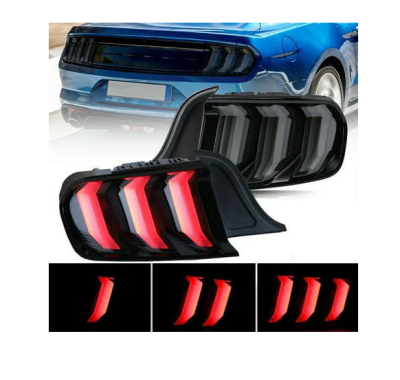 Winjet - Winjet CTRNG0680-GBS Gloss Black Smoke LED Taillights for 18-21 Ford Mustang
