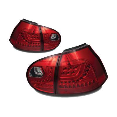 Winjet - Winjet CTWJ-0229-CR Chrome/Red LED Taillights for 06-09 Volkswagen GTI Golf