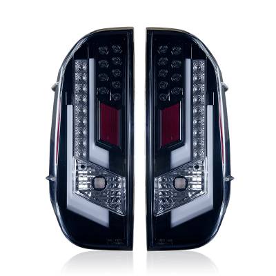 Winjet - Winjet CTWJ-0377-GBC Gloss Black/Clear LED Taillights for 14-18 Toyota Tundra
