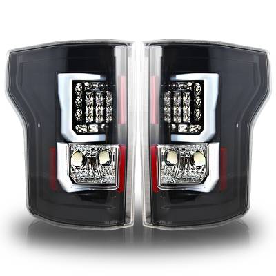 Winjet - Winjet CTWJ-0440-GBC Black/Clear LED Taillights Gloss for 15-17 Ford F150