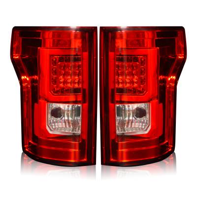 Winjet - Winjet CTWJ-0440-CR Chrome/Red LED Taillights for 15-17 Ford F150