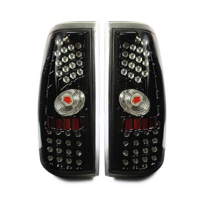 Winjet - Winjet CTWJ-0006-GBC Gloss Black/Clear LED Taillights for Chevy Silverado/Sierra