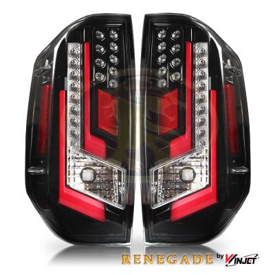 Winjet - Winjet CTRNG0377-GBC-RG Black/Clear/Red Glow-Bar LED Taillights for 14-21 Tundra
