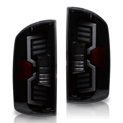 Winjet - Winjet CTWJ-0707-GBC-SQ Black/Clear LED Taillights for Dodge RAM 1500/2500