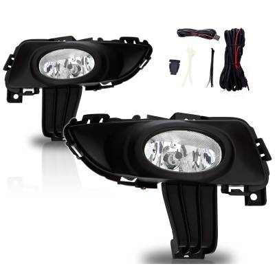 Winjet - Winjet CFWJ-0101-C Clear Fog Lights w/Wiring Kit for 03-05 Mazda 3 4DR