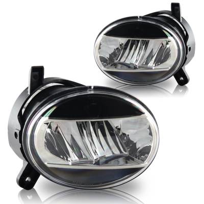 Winjet - Winjet CFWJ-0413A-C Gloss Black/Clear LED Fog Lights for 09-12 Audi A4