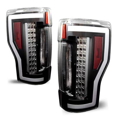 Winjet - Winjet CTRNG0563-BC-SQ Renegade Black/Clear LED Taillights for 17-18 Ford F250