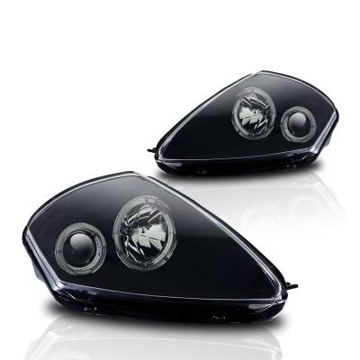 Winjet - Winjet CHWJ-0215-B Black/Clear Halo Projector Headlights for 00-05 Eclipse