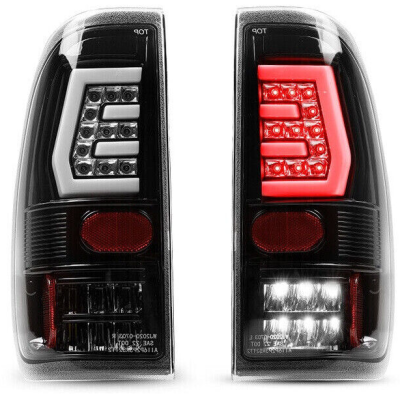 Winjet - Winjet CTWJ-0703-GBC Gloss Black/Clear LED Taillights for Ford F150/F250/F350
