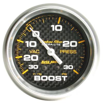AutoMeter - AutoMeter 4803 Carbon Fiber Mechanical Boost/Vacuum Gauge 30" HG/30PSI 2-5/8"