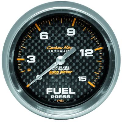 AutoMeter - AutoMeter 4811 Carbon Fiber Mechanical Fuel Pressure Gauge 0-15PSI 2-5/8"