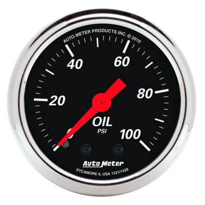 AutoMeter - AutoMeter 1429 2-1/16" Designer Black Mechanical Oil Pressure Gauge 0-100PSI