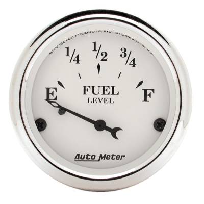 AutoMeter - AutoMeter 1605 Old Tyme White Air-Core Fuel Level Gauge 73-10Ohm 2-1/16"