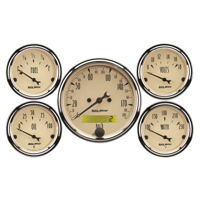 AutoMeter - AutoMeter 1809-M Antique Beige 5 Gauge Kit Elec Speedometer 3-1/8 & 2-1/16" KWH