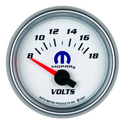 AutoMeter - AutoMeter 880035 Air Core Electric Voltmeter Gauge 8-18V 2-1/16" White Mopar