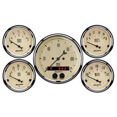 AutoMeter - AutoMeter 1850 Antique Beige 5 GPS Speedometer Gauge Set 3-3/8" & 2-1/16"