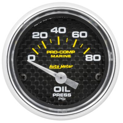 AutoMeter - AutoMeter 200744-40 Marine Oil Pressure Gauge 2-1/16" 0-80 PSI Carbon Fiber