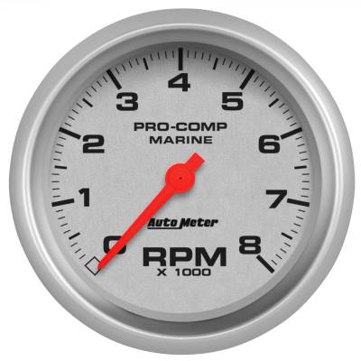 AutoMeter - AutoMeter 200779-33 Marine Tachometer Silver 0-8000RPM 3-3/8"